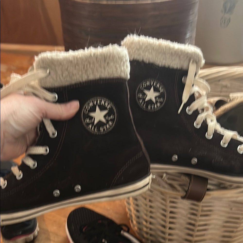 Converse Brown High-Top Sneakers with Fur Lining